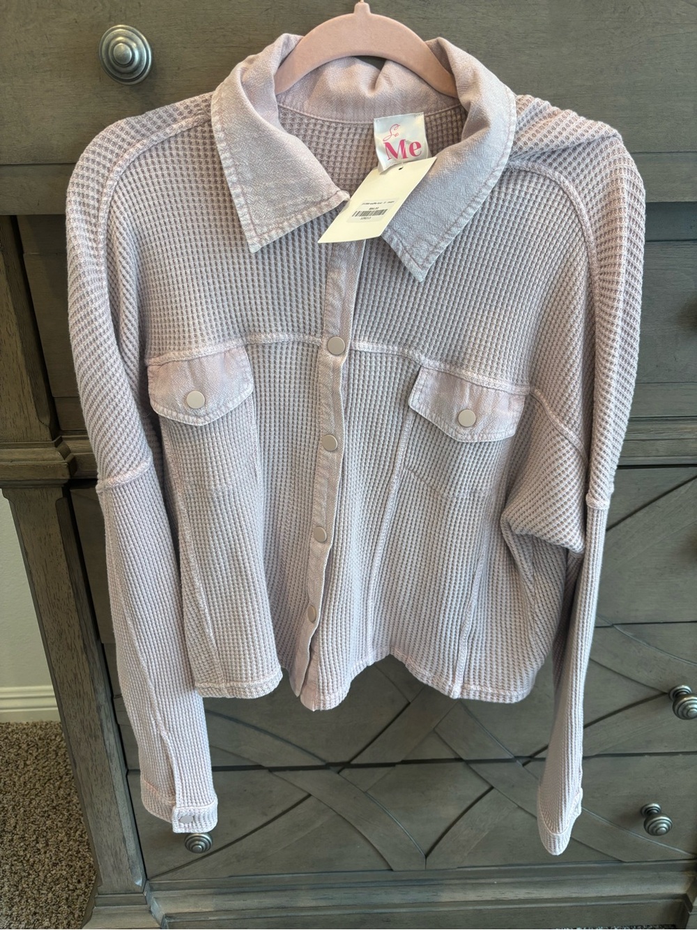 NWT So Me Waffle Knit Snap-Front Top Size Small